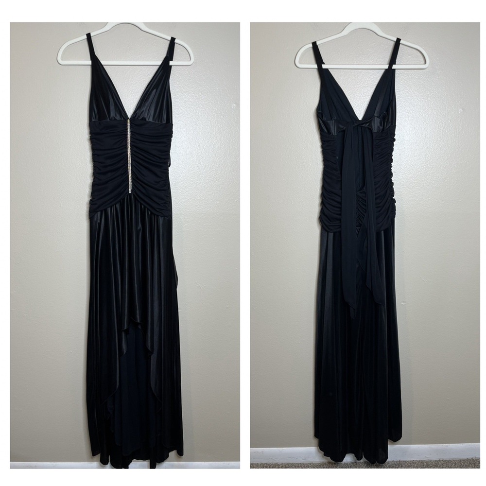 Vtg Y2K Whimsigoth Black Dress Event Witchy Glam Fairy Grunge Windsor‎ 90s